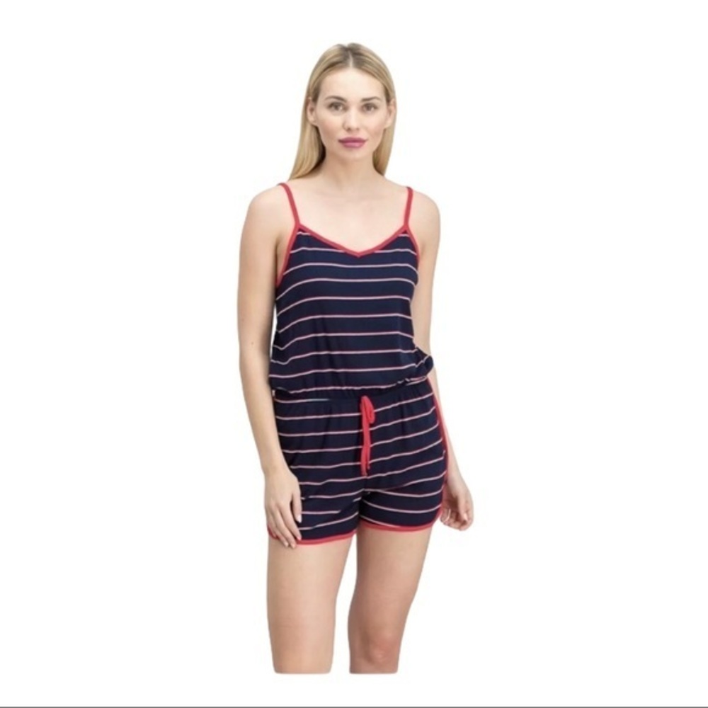 Mossimo Supply Co. Navy and Red Striped Romper